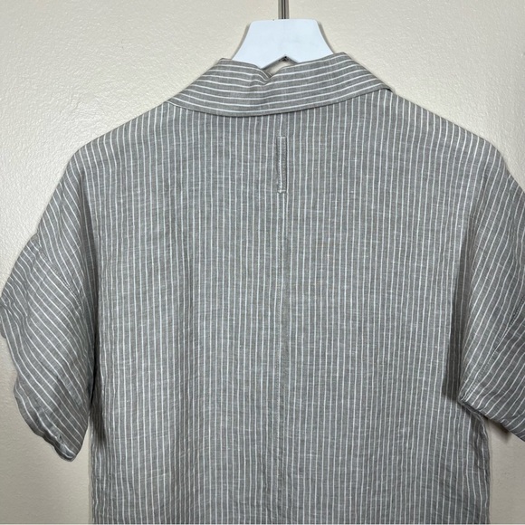 Kal Rieman Womens Stripe Linen Button Up Short Sleeve Shirt Size Small - Picture 6 of 8